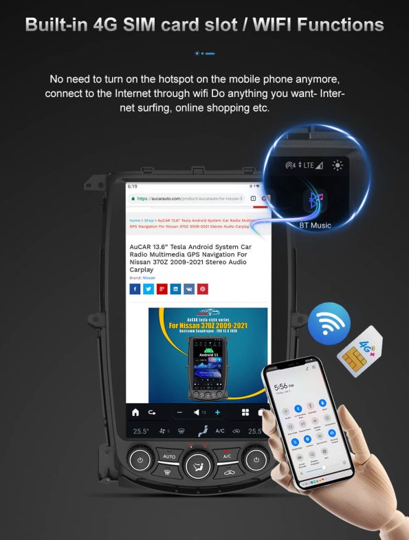 AUCARAUTO 13.6“ Tesla Android System Car Radio Multimedia GPS ...
