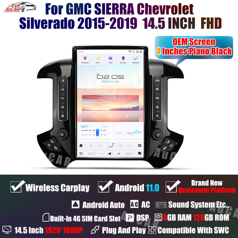Dash Cover Custom Fit for 2014-2018 Chevy Chevrolet Silverado/GMC Sierra  1500,2015-2019 Chevy Silverado/GMC Sierra 2500HD 3500HD, Dashboard Mat Pad  no Forward Collision Warning(14-18, Dark Gray) Y32 