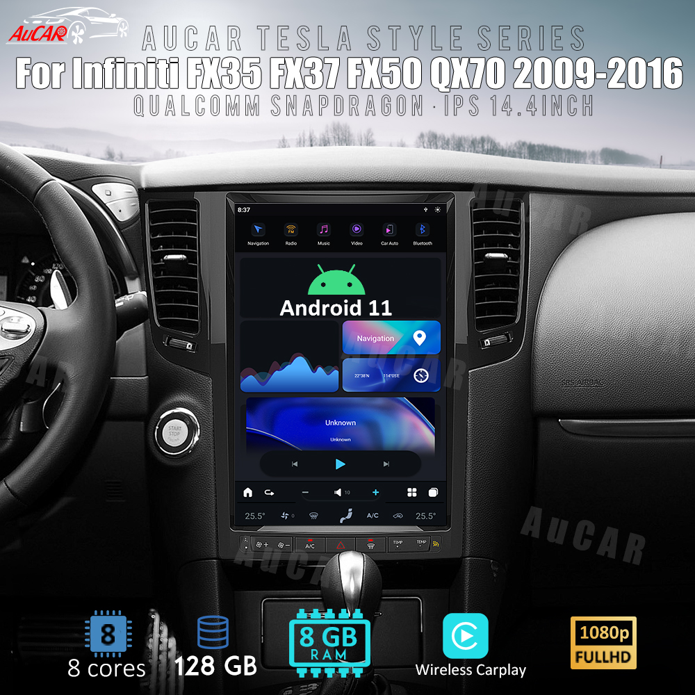 Aucar's Best Tesla Android 11 Aucar Infiniti FX35 FX37 FX50 QX70