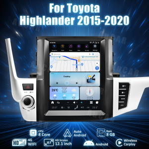 AuCar Tesla Android 11 12.1" Car Radio GPS Navigation For Toyota Highlander 2015-2020 Car Multimedia Stereo Player Car Video