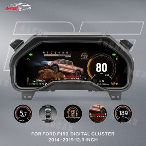 AuCAR Linux Instrument Cluster for Ford F150 F250 2014-2019 Digital Cluster Virtual Cockpit Multimedia Player Dashboard Instrument Meter Screen