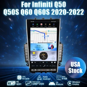 AUCARAUTO Tesla Android 13 13.6" Car Radio GPS Navigation for Infiniti Mark7 MK7 Q50 Q50S Q60 Q60S 2020-2022 Car Multimedia Stereo Player Car Video