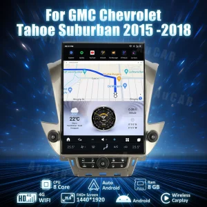 AUCARAUTO Tesla Android 15.6" Car Radio GPS Navigation For GMC Chevrolet Tahoe Suburban Yukon 2015-2018 Car Multimedia Stereo Player